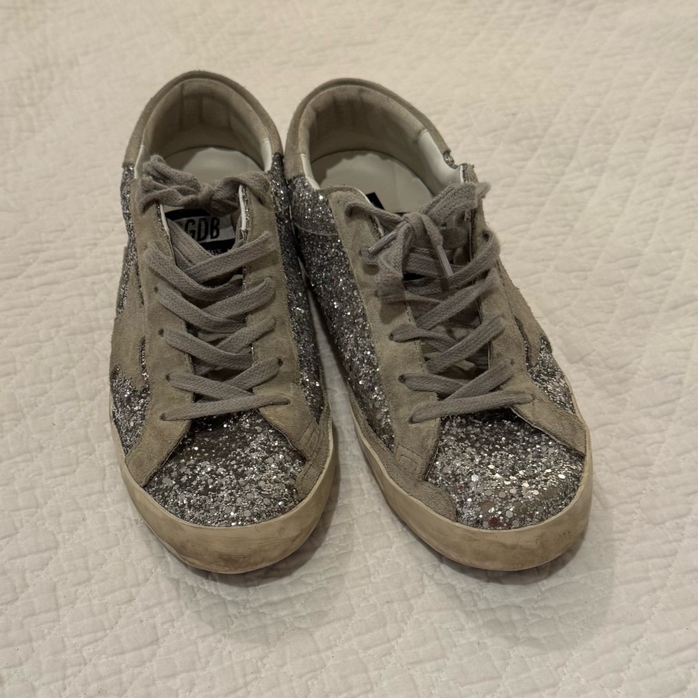 Golden Goose Silver Glitter Sneakers